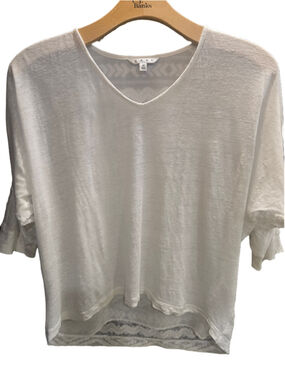 Women's Cabi White Waverly Linen Blend Blouse Size M
